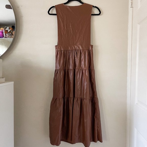Zara Brown Faux Leather Midi Dress - Picture 8 of 8